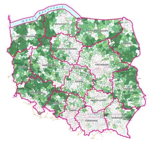 Potencjał energii wiatrowej na lądzie.